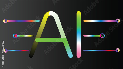 Stunning modern AI logo design featuring vibrant gradient sliders representing complex data processing and digital intelligence.