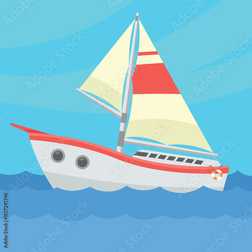 A yacht cruising the sea on a sunny day