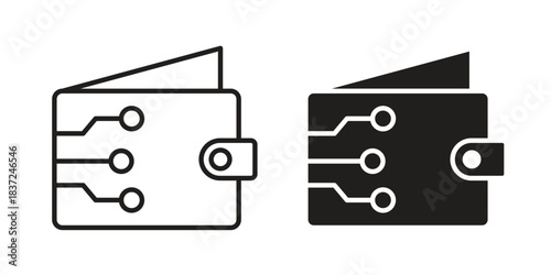 Cryptocurrency wallet icons set. Simple set of vector illustrations