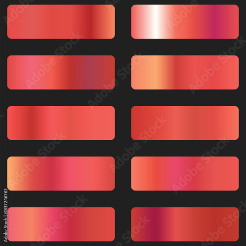 Rose Gold and Copper Metallic Gradient Swatches Collection