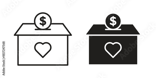 Donation box icons set. Simple set of vector illustrations
