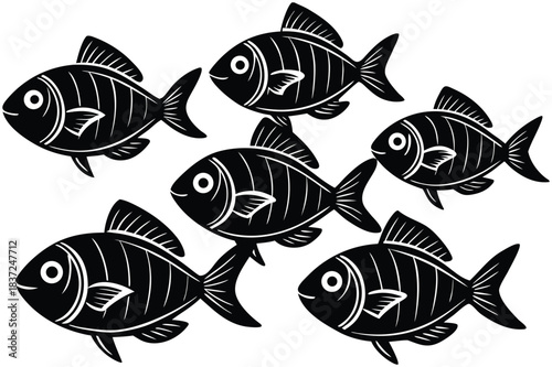 whimsical cartoon fish line art collection.eps
