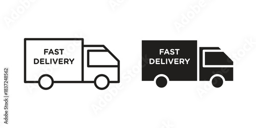 Fast shipping delivery truck icons set. Simple set of vector illustrations