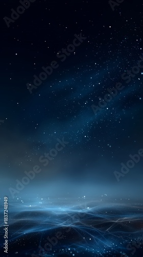 Neural Web of Glowing Blue Lines Under Starry Sky