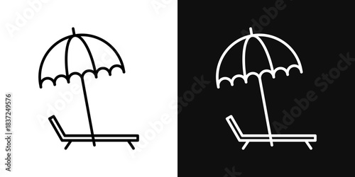 Beach chair icons - editable stroke vector illustration