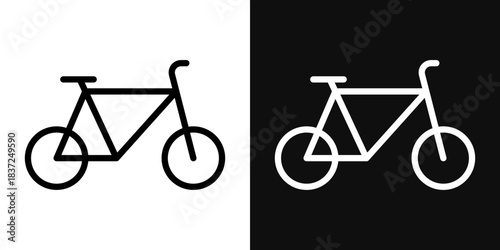 Bicycle icons - editable stroke vector illustration