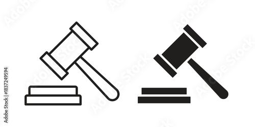 Gavel icons set. Simple set of vector illustrations