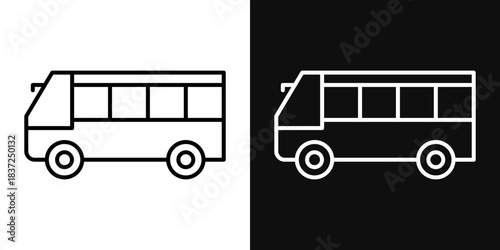 Bus coach icons - editable stroke vector illustration