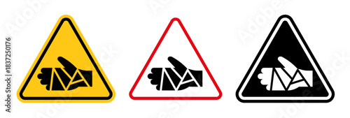 Chemical burns hazard signs collection Silhouette flat icon design element.