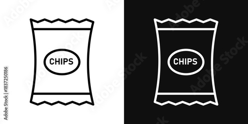 Chips icons - editable stroke vector illustration