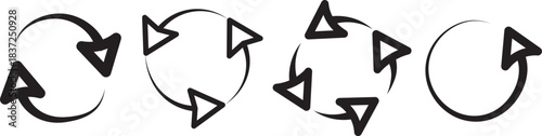 Cycle arrow icon set. Repeat, refresh, and reload symbol. circle arrow icon isolated on white background. Circle arrows icon set