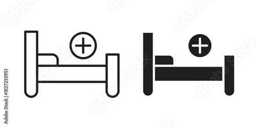 Hospital bed icons set. Simple set of vector illustrations