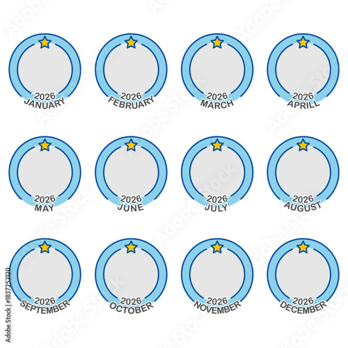 Best employee of the month with a frame profile circular. Vector illustration