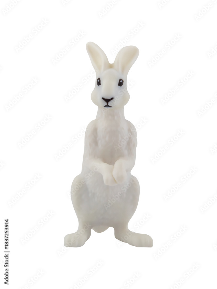 Obraz premium Plastic toy white rabbit. The isolation is on a transparent background in the PNG format.