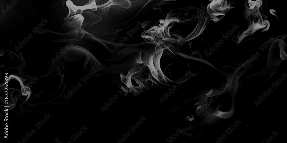 Naklejka premium Gray smokes or steam, for use on dark background. Smoke steam set of airborne particulates and gases emitted. Set of several realistic transparent gray smokes or steam, for use on dark background.