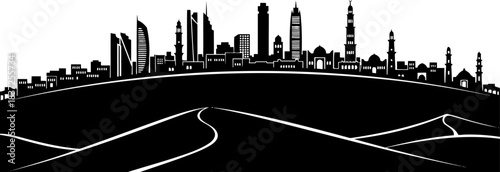 future mirage urban aspirations carved from the shifting desert canvas, isolated on transparent background