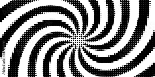 Edge frame. Halftone cartoon border. Pop art dot. Attention pattern. Faded attention texture. Black line isolated on white background. Concentration lines design. Grunge dots zoom. Vector illustration