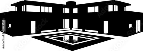 modern living icon geometric silhouette of an upscale architectural masterpiece, isolated on transparent background