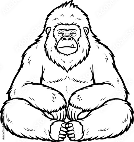 primal serenity a mighty ape finds inner peace in meditative stillness, isolated on transparent background