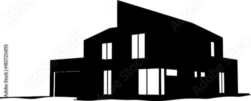 sculpted horizon iconic modern architecture defined by light and shadow, isolated on transparent background