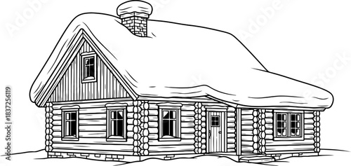 snowkissed hearth handdrawn sanctuary of enduring winter comfort and tradition, isolated on transparent background