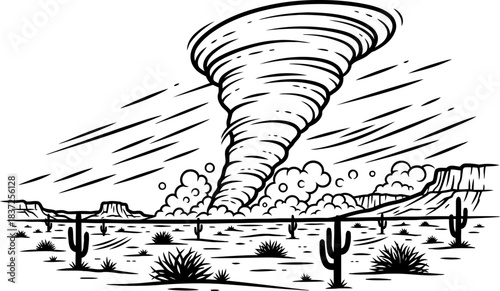 skys desolation dance unstoppable power sweeping through the barren expanse, isolated on transparent background