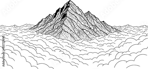 summit of serenity where ambition touches the skys limitless expanse, isolated on transparent background