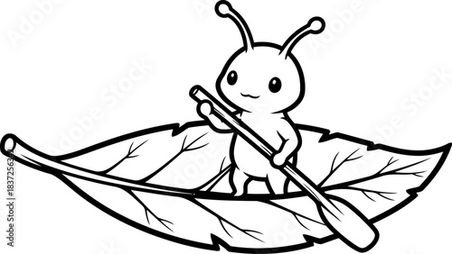 whimsical wanderer tiny adventurer paddling through lifes green streams, isolated on transparent background