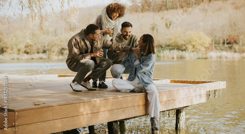 Friends enjoy laughter and ...