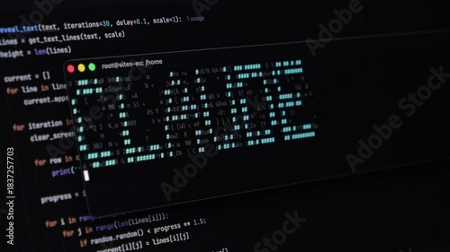 Close-up view of a monitor showing ASCII art word CLAUDE made from hash characters on a terminal, symbolizing digital creation and coding