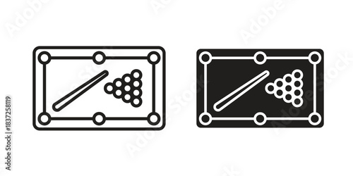 Pool table icons set. Simple set of vector illustrations