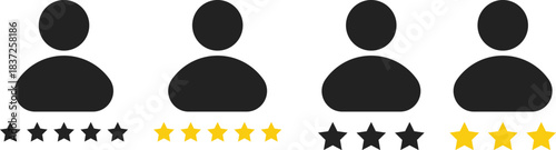 User Experience and Customer Feedback Icon Set. Star Rating, Review, and Satisfaction Symbols