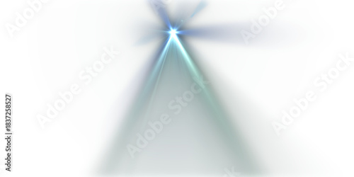 Abstract green and blue layered shapes with bright light beam emanating from center background