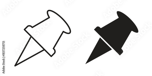 Push pin icons set. Simple set of vector illustrations