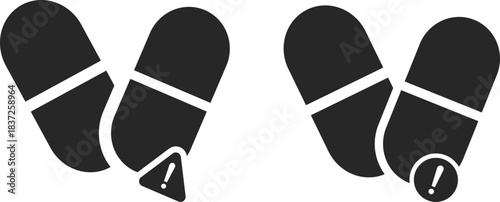 Overdose icon set. Drug Toxicity Warning symbols. Drug Safety and Harm Reduction icons collection