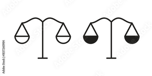 Scales of justice icons set. Simple set of vector illustrations