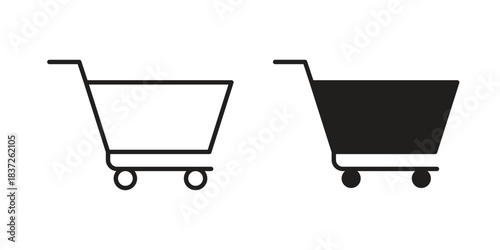 Shopping trolley icons set. Simple set of vector illustrations