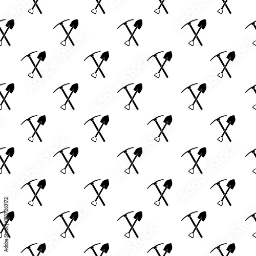Shovel and pick seamless pattern isolated on white background