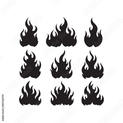 Fire Silhouettes Collection,Fire Silhouettes,Vector Fire Silhouettes,Blazing Fire Silhouettes,fire vector