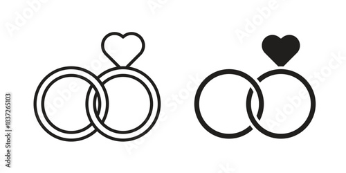 Wedding ring icons set. Simple set of vector illustrations