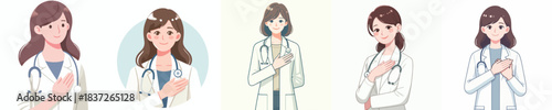 vector of a female doctor putting his hand on his chest as a sign of empathy