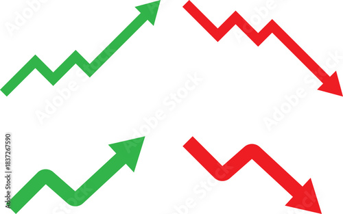 Upward and downward icon set. Directional arrows symbols. Increase Decrease Icons. Growth and decline signs. Vertical movement sign
