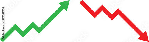 Upward and downward icon set. Directional arrows symbols. Increase Decrease Icons. Growth and decline signs. Vertical movement sign
