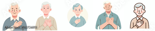 vector of a grandfather putting his hand on his chest as a sign of empathy