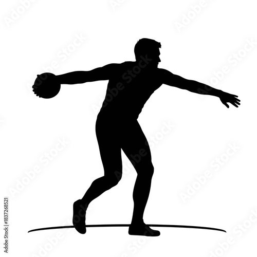Powerful discus thrower silhouette in action, showcasing strength and determination for sports, fitness, and athletic achievement campaigns