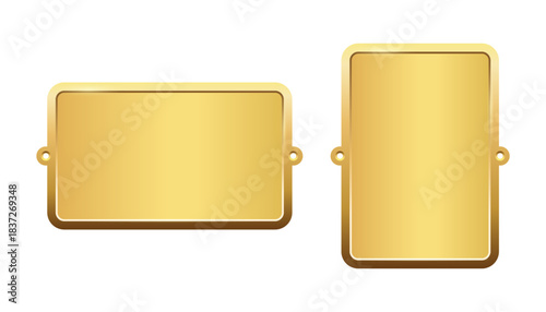 Blank golden metallic plate with screw holes