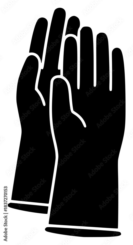 Obraz premium A black and white silhouette of two hands clapping together, black, hand, icon, illustration, profile, sign, symbol, against transparent background