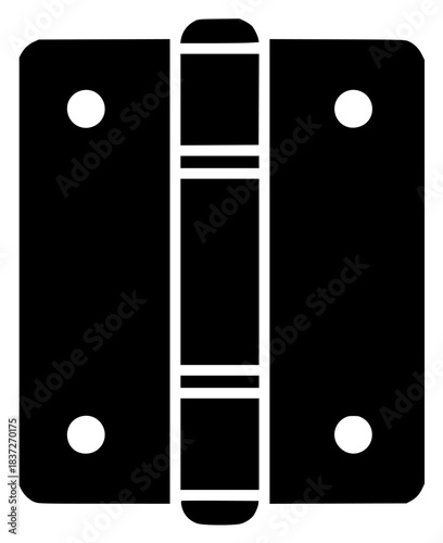 A black and white icon of a door hinge, black, bookshelf, flat, icon, ladder, against transparent background