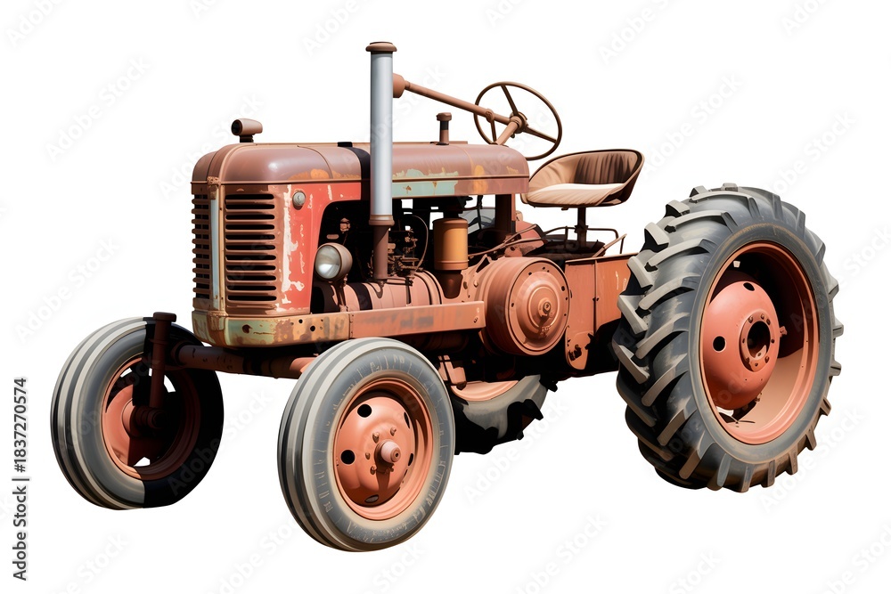 Obraz premium old tractor isolated on white
