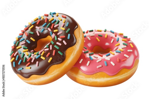 donut with sprinkles on white